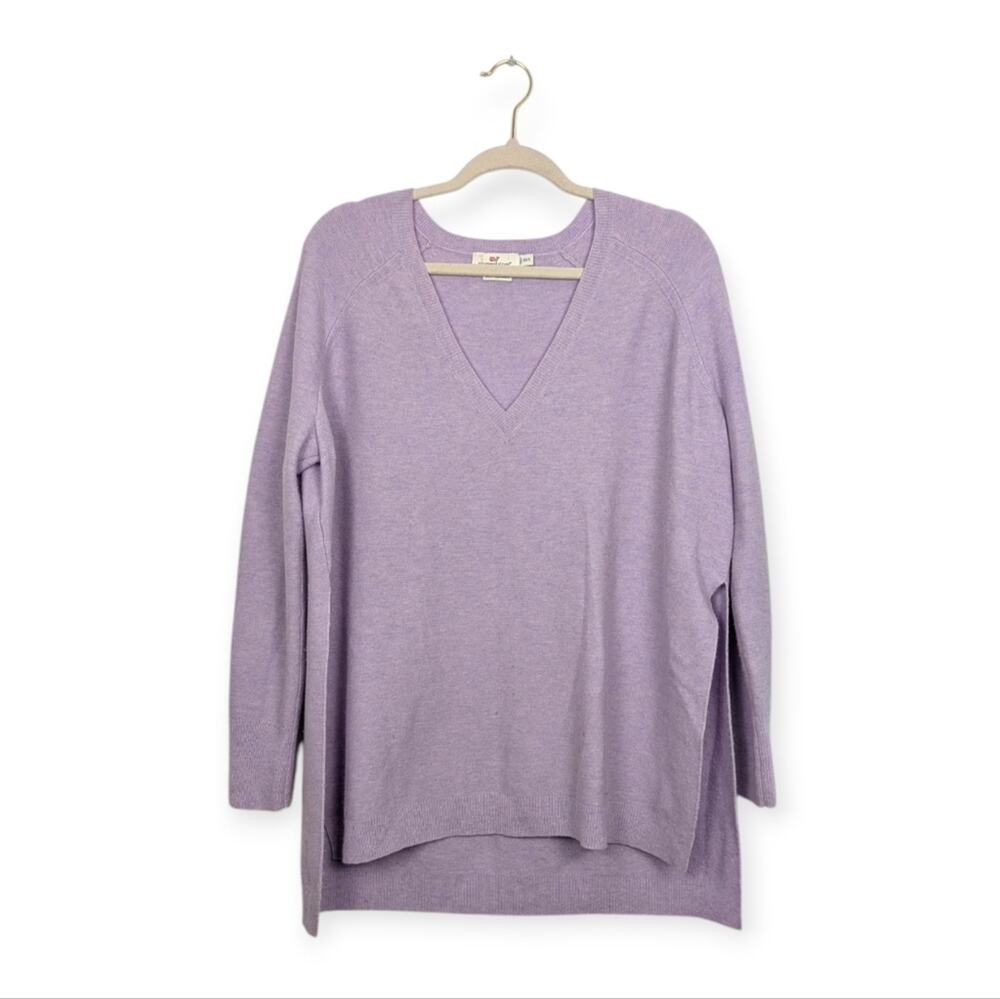 Vineyard Vines Sweater XS/S Lavender Wool Cashmere V Neck Side Slit Lightweight